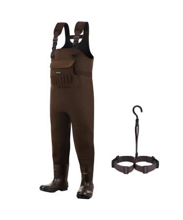 Gonex Neoprene Chest Hunting Waders with 600G/800G Insulated Boots 100% Waterproof Fishing Waders for Men Duck Hunting Dark Brown(with 600g Boots) M 10