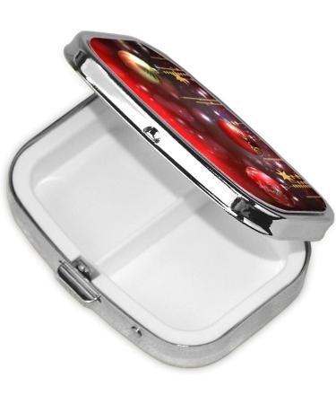 Merry Christmas 2 Compartment Small Pill Case | Cute Travel Pill Organizer for Pocket & Purse Gifts - Buy Online on GoSupps.com