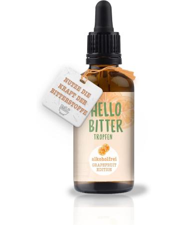 Hellobitter Grapefruit Alcohol-Free Bitter Drops - Vegan High-Dose Herbal Extract 50ml - Quality Tested Liquid Bitters for Digestive Health - Buy Online on GoSupps.com