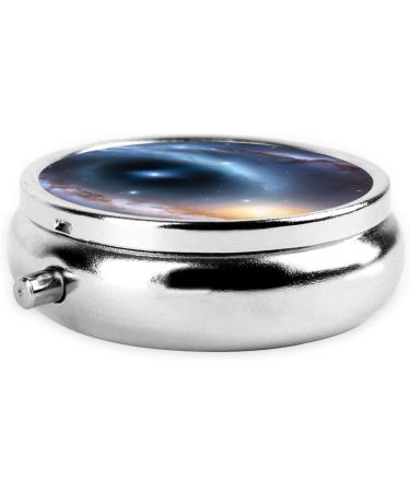 Galaxy Round Pill Box - 3 Compartment Mini Travel Medicine Organizer | Portable Decorative Vitamin Holder - Buy Online on GoSupps.com