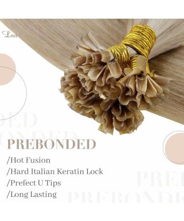 LAAVOO 50g U Tip Real Hair Extensions - Blonde Highlighted Keratin Bonded Hair Ash Blonde Nail Tip 55cm #18/613 for International Shipping - Buy Online on GoSupps.com