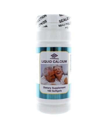 Nu Health Liquid Calcium Natural 160 Capsules 600 Mg Vitamin D3 200 Iu.