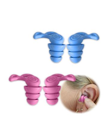 Ear Plugs for Sleeping Noise Reduction Reuseable 2 Pair Silicone Earplugs for Sleeping Swimming Studying Working Noise Reduction & Soft Hearing Protection(Green+Pink)