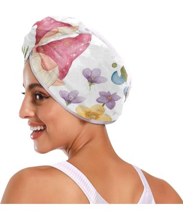 Floral Gnomes Hair Towel 2 Pack | Super Absorbent Quick Dry Hair Turbans for Women & Girls - Buy Online on GoSupps.com