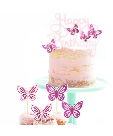 13PCS Sparkling Butterfly Cake Topper: Cupcake Decoration Pick for Birthday Toppers Paper