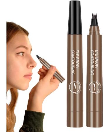 Liquid Eyebrow Pencil Brow Pencil with Fork Tip 4 Point Waterproof Eyebrow Pencil No Smudge Liquid Brow Quick Dry EyeLiner for Long Lasting Dark Brown - Buy Online on GoSupps.com