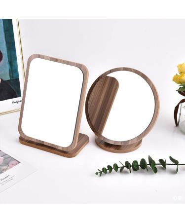 YOOMEISHALY Wooden 360-degree Rotating Desk Makeup Mirror - Portable Single-Sided Design for Bedroom & Bathroom - Buy Online on GoSupps.com
