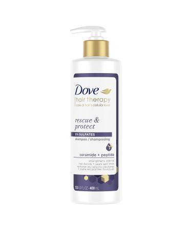 Dove Hair Therapy Shampoo Hair Care For Split Ends and Damaged Hair Rescue and Protect Sulfate Free Shampoo 13.5 oz