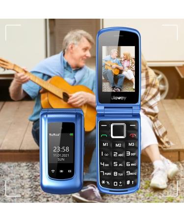 CHAKEYAKE 2G Unlocked Flip Phone for Elderly with SOS Button, Large Buttons, and Charging Cradle - Blue - Buy Online on GoSupps.com