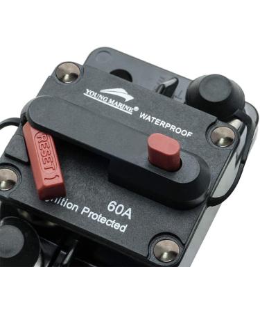 12V-48V DC 60A Marine Circuit Breaker for Boat Trolling | Manual Reset, Water Proof, Surface Mount - Buy Online on GoSupps.com