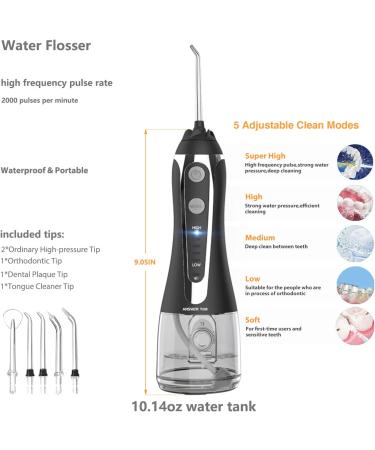 Oral Irrigator Test Winner 2024 - Cordless 300ML IPX7 for Braces & Bridges - Ideal for Home & Travel (Black) - Buy Online on GoSupps.com