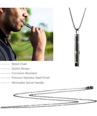 Anxiety Relief Necklace Anapana Breathing Necklace Calm Carry for Anxiety-Portable Stainless Steel Whistle Anxiety Necklace for Breathing Exercises Meditation Anxiety Gifts for Women(Black) - Buy Online on GoSupps.com