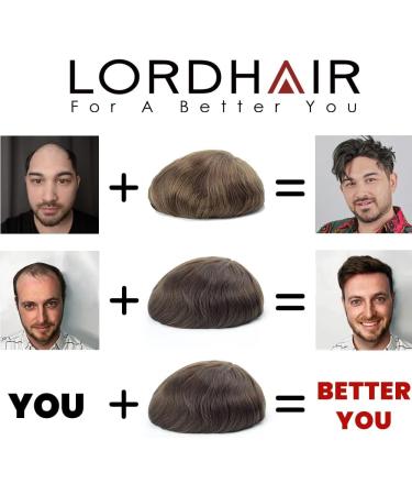 Lordhair Knotless Toupee for Men Skin Flat Injected Human Hair System Base Size 8x10 Inch Light Medium Density Front Contour A Shape Mens Hairpiece Medium Dark Brown 4# - Buy Online on GoSupps.com