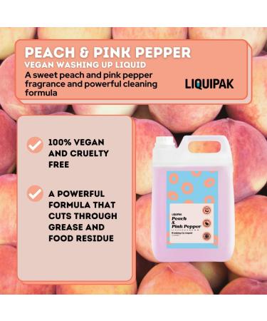 Liquipak Vegan Washing Up Liquid Refill - Peach & Pink Pepper | 100% Vegan & Cruelty-Free Removes Tough Stains (5 Litres) 5 l (Pack of 1) - Buy Online on GoSupps.com