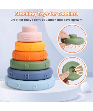 Tameler Montessori Teething Toys for 1 Year Old | Silicone Pull String & Stacking Rings for Babies 3-6-12 Months | Sensory Toys for Toddlers 1-3 | Autism-Friendly Travel Activity Set in Blue - Buy Online on GoSupps.com