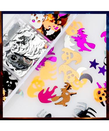 Halloween Nail Glitter Sequins Kit CHANGAR 3D Holographic Halloween Pumpkin Witch Ghost Broomstick Mummy Skull Shape Laser Nail Glitter Flakes for Nail Art Halloween Party Supplies with 1 Pc Tweezers - Buy Online on GoSupps.com