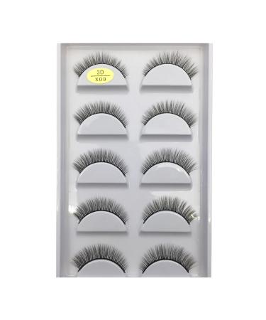 UAMOU 10/50 Boxes 37 Style 5 Pairs Natural 3D False Eyelashes Makeup Fake Eye Lashes Faux Cils Make Up Beauty Maquillaje Cheerfully (Color : 5Pairs X09 Size : 25 Boxes 125 Pairs)