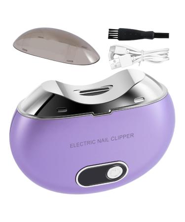 Electric Nail Clippers Electric Nail Clippers | Safety Nail Clippers | Rechargeable Nail Clipper with Light and 3 Speeds Nail Clipper with Digital LCD Display for Kids Elderly Purple
