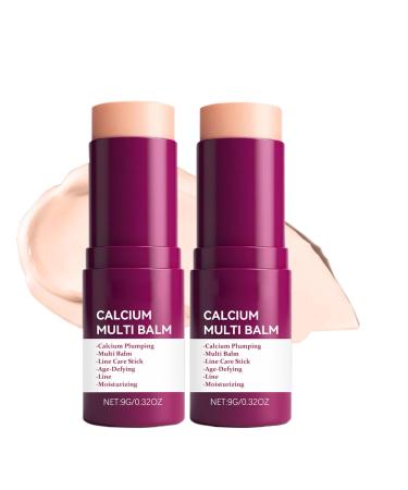 gcdat 2PCS Calcium Multi Balm Stick All-In-One Wrinkle Bounce Moisturizing Balm with Collagen & Hyaluronic Acid for Anti-Aging and Watery Glow Skin Care - Suitable for All Skin Types 0.32 Oz Each
