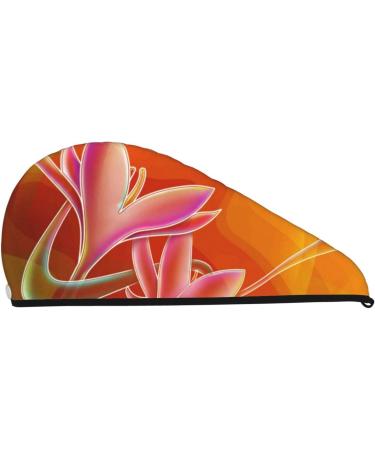 Orange Flower Psychedelic Microfiber Hair Towel | Super Absorbent Coral Velvet Wrap for Women - Quick Dry for Long Curly & Thick Hair - Buy Online on GoSupps.com