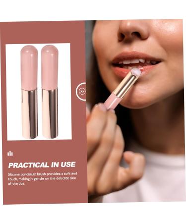 2pcs Lip Brush Makeup Set | Silicone Lip Applicator & Round Head Lipstick Brush - Perfect for Lip Scrub & Balm - Pink - Shop Internationally - Buy Online on GoSupps.com