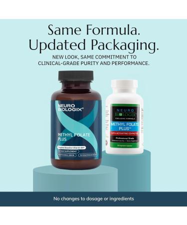 Neurobiologix Methyl Folate Plus Advanced Blend of L-5 Methylfolate Folinic Acid & B Vitamins Supports Healthy Methylation Brain & Heart Function for Men & Women Gluten Free 90 Capsules - Buy Online on GoSupps.com