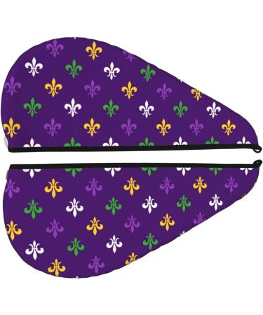 Microfiber Hair Drying Cap | Soft Absorbent Towel Wrap for Curly & Thick Hair - Purple Mardi Gras Quick Drying Hair Towel - Buy Online on GoSupps.com