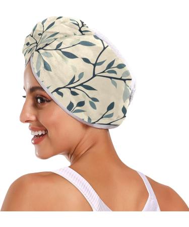 Dark Green Leaf Hair Towel 2 Pack - Super Absorbent Quick Dry Hair Turbans for Women & Girls - Fast International Shipping - Buy Online on GoSupps.com