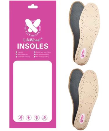 Premium Leather Insoles 2 Pairs - Comfortable Shoe Pads for Men and Women | Breathable Shock Absorber Insoles (EU 37-38) - Buy Online on GoSupps.com