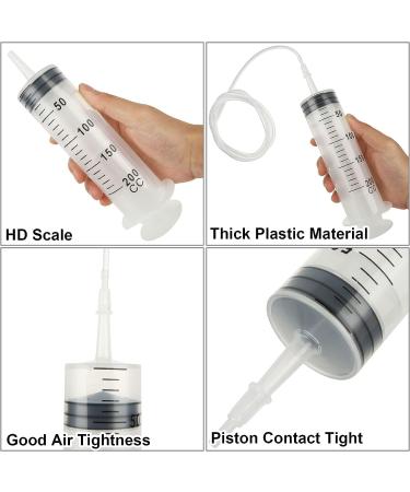 6PCS Large 200ml Syringe with Tube - Sterile and Sealed Plastic Syringe for Lip Gloss, Paint, Resin, Oil, Watering Plants - Buy Online on GoSupps.com