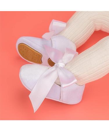 Sonsage Infant Baby Girls Bowknot Mary Jane Soft Anti-Slip Walking Flats - White (0-6 Months) - Buy Online on GoSupps.com