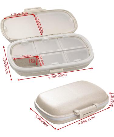 ZUMASO Daily Pill Organizer - 8 Compartment Travel Container for Vitamins & Medications | Portable Beige Pill Box - Buy Online on GoSupps.com