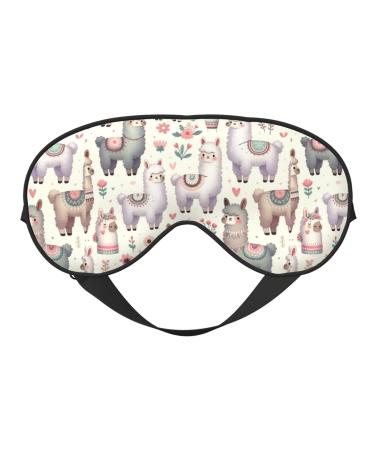 Double-Sided Eye Mask Eye Sleep Shade Cover Cute-Floral-Alpaca-Llama Unisex Night Sleeping Mask