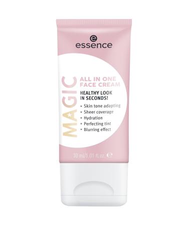 Essence Cosmetics Magic All in One Face Cream Make Up Foundation Nude brightening nourishing color adapting UVA UVB filter primer smoothing translucent vegan without alcohol (30ml) 30 ml (1 Pack)
