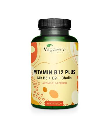 Vegavero Vitamin B12 1000 mcg | From France & Spain | The Only One Without Additives & Vegan | With 2 Active Forms + Folic Acid + B6 + Choline | Energy + Anti-Fatigue | 180 Capsules