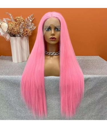 Vebonny 24 Inch Light Pink Synthetic Lace Front Wig for Women | Stylish Hair for Fashion & Cosplay - Vebonny 845 Pink Passion - Buy Online on GoSupps.com