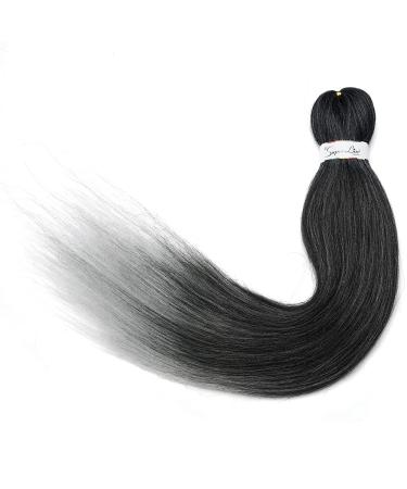 Silk-Co Braids Hair Extensions - Pre-Stretched Crochet Twists | 3 Bundle Afro Hair | 50cm Black & Silver | International Shipping - Buy Online on GoSupps.com