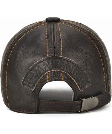 Gudessly Adjustable Men's Genuine Cowhide Leather Baseball Cap - A-brown | Outdoor Sports Hat - Buy Online on GoSupps.com