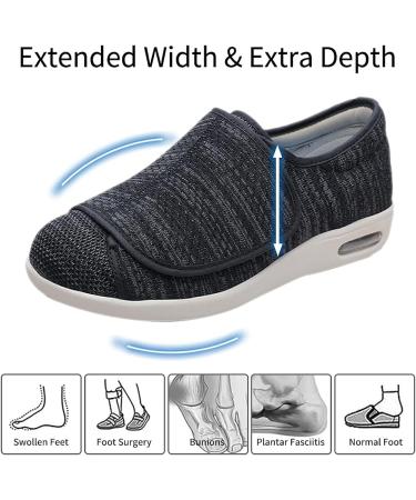 MEJORMEN Men's Diabetic Shoes Extra Wide Width Walking Sneakers - Air Cushion, Breathable Mesh Support - Black Gray (Size 14) - Buy Online on GoSupps.com