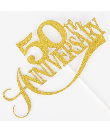 Tenhaisi Glittery Gold Happy 50th Anniversary Cake Topper Hello 50 Wedding Party Decorations Cheers to 50 Anniversary Birthday Party Supplies - Buy Online on GoSupps.com