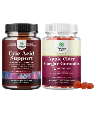 Bundle of Uric Acid Cleanse & Detox - Green Coffee Beans with Turmeric Tart Cherry & Celery Seed for Kidney Cleanser and Apple Cider Vinegar Gummies with Mother with B12 Vitamin B6 & Pomegranate