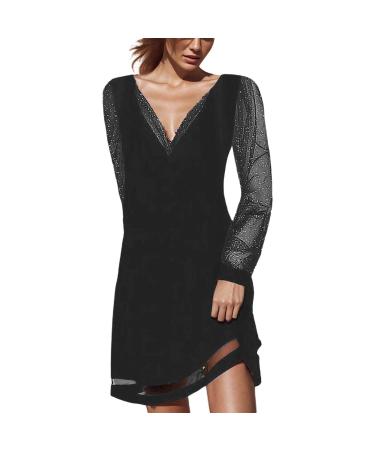 Hanxiulin women dresses party dress glitter evening dresses leisure cocktail dress skating dress leisure dresses sequin dresses for women black s