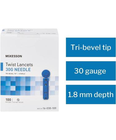 McKesson Twist Lancets 30 Gauge | Push Button Activation | 1.8 mm Depth | 100 Count - Buy Online on GoSupps.com