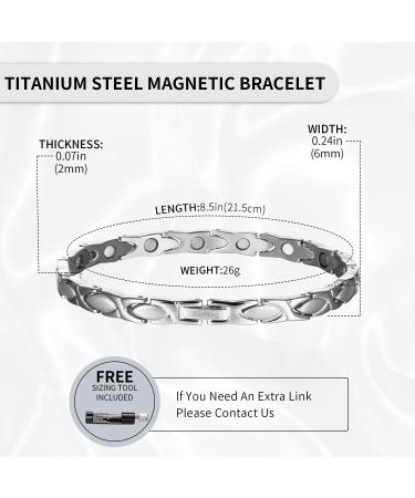 BioMag Magnetic Bracelet for Women - Adjustable Titanium Steel Wristband with Gift Box & Removal Tool - Fish Tail Design in Silver - Buy Online on GoSupps.com