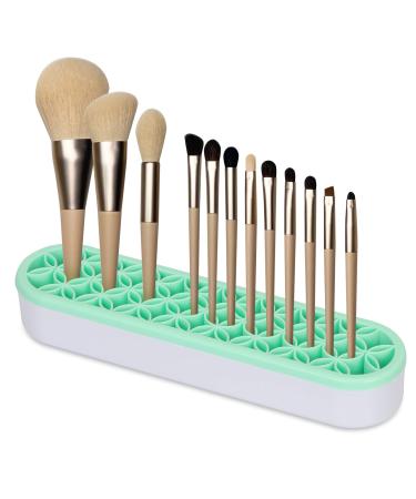Unaone Silicone Makeup Brush Holder  Multipurpose Beauty Tool Organizer Make up Brush Storage Stand for Painting Pen Brushes Nail Clippers Drill Pens Ruler Sewing Craft Tools (Green)