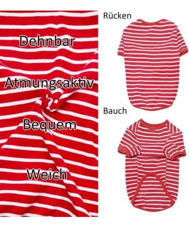 Petsmiler Thin Striped Dog Sweater for Small Dogs & Cats - Stretchy Red & White Shirt for Chihuahuas & French Bulldogs - Buy Online on GoSupps.com