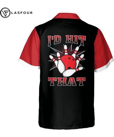 LASFOUR Men's Retro Bowling Hawaiian Shirt | Funny Custom Design | Vintage Button-Down Short Sleeve | Bowling Enthusiast Gift - Buy Online on GoSupps.com