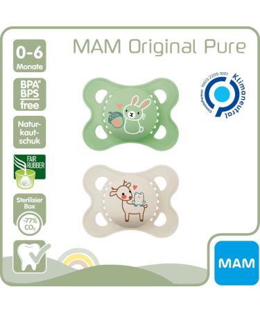 MAM Original Latex Pacifiers 0-6 Months - Set of 4 with Sterilized Transport Boxes | Natural Rubber Baby Soothers - Buy Online on GoSupps.com