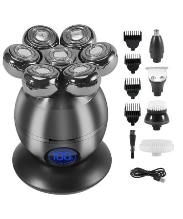 Electric Razor for Men 5 in 1 Men's 7D Rechargeable Bald Head Shavers Kit for Men USB LED Display Electric Razor Heads Beard Ear Nose Hair Facial Trimmer 5-in-1