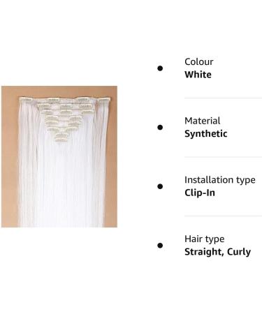 S-noilite 23 Inches White Clip In Hair Extensions - Full Head 8pcs Set | Sexy Lady Fashion Choice in 60 Colours - Buy Online on GoSupps.com